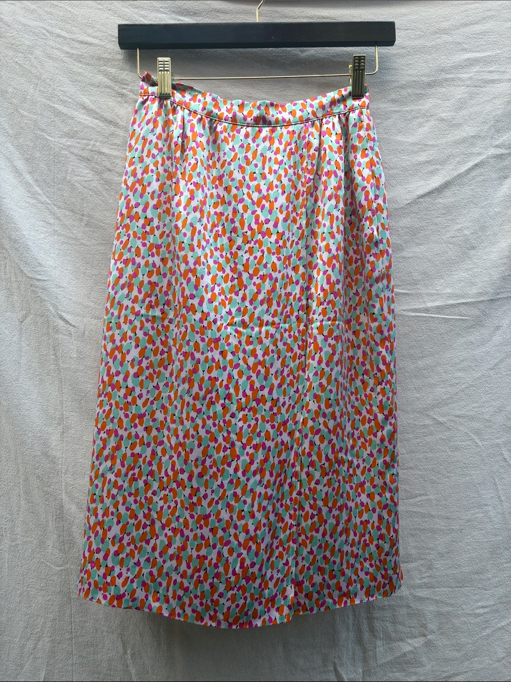 Valentino White Midi Skirt with Multicolor Spot Print